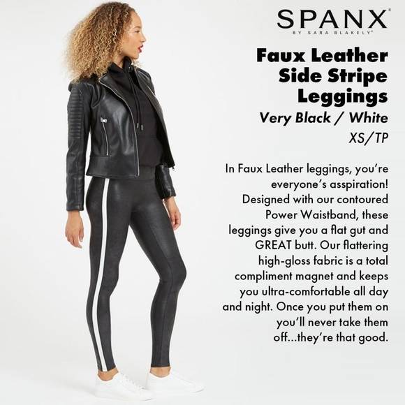 Spanx Faux Leather Side Stripe Leggings 